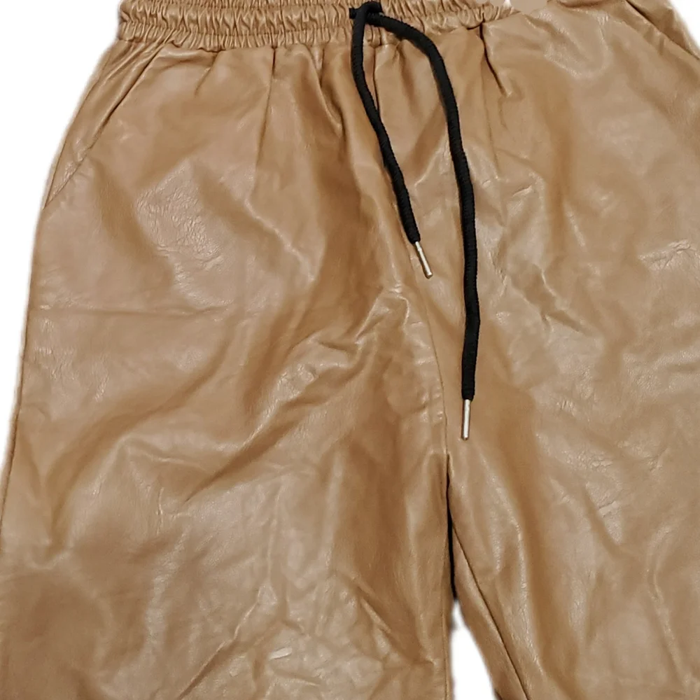 New Collection Skylar Leatherette Drawstring Waist Cropped Pants Size Large